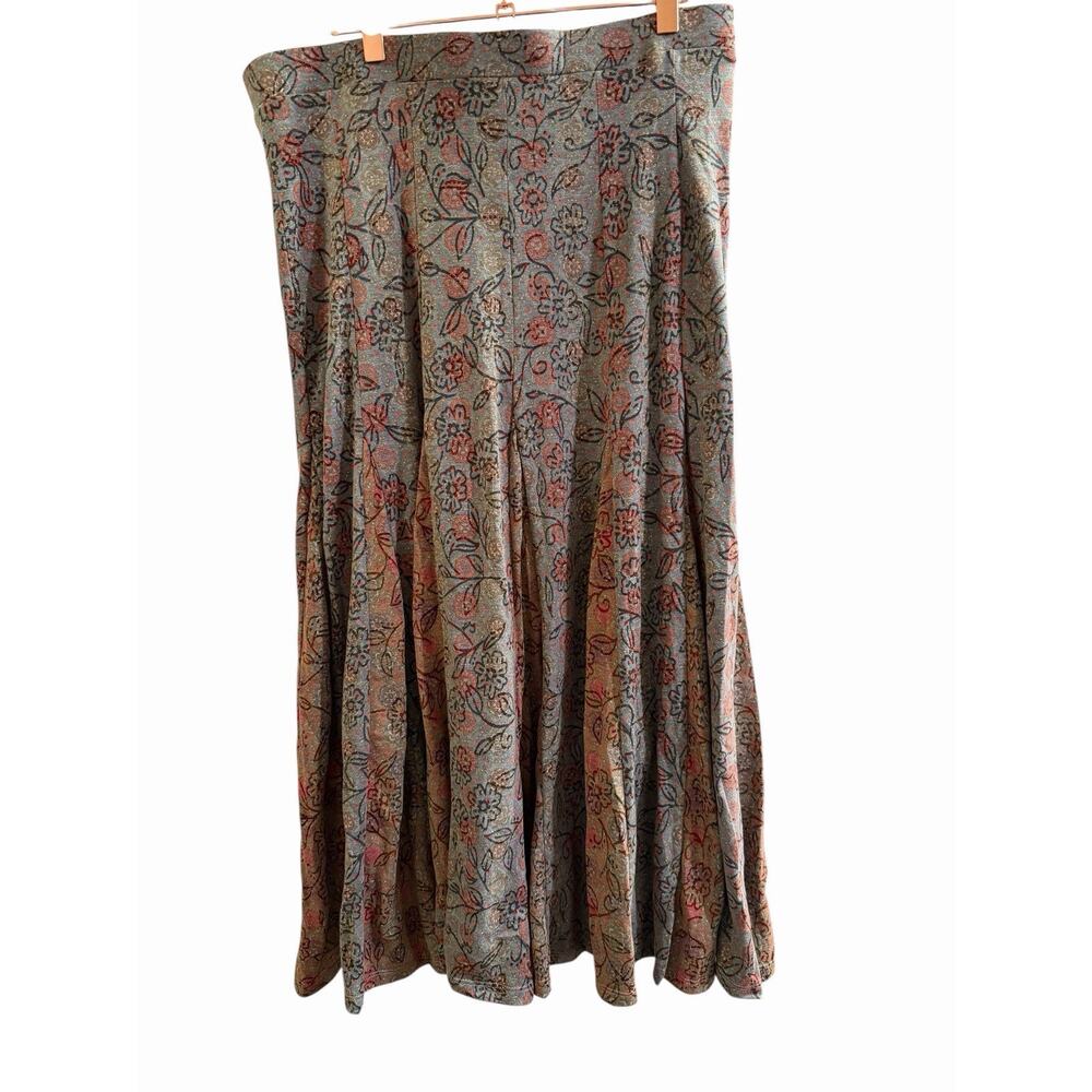 Coldwater Creek Medium Blue‎ Two Toned Paisley Casual Cotton Bohemian Maxi Skirt